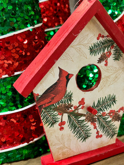 8 Inch Cardinal Birdhouse Decor Two Styles