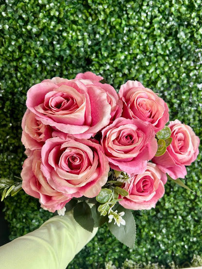 21.5 Inch Pink Rose Bush
