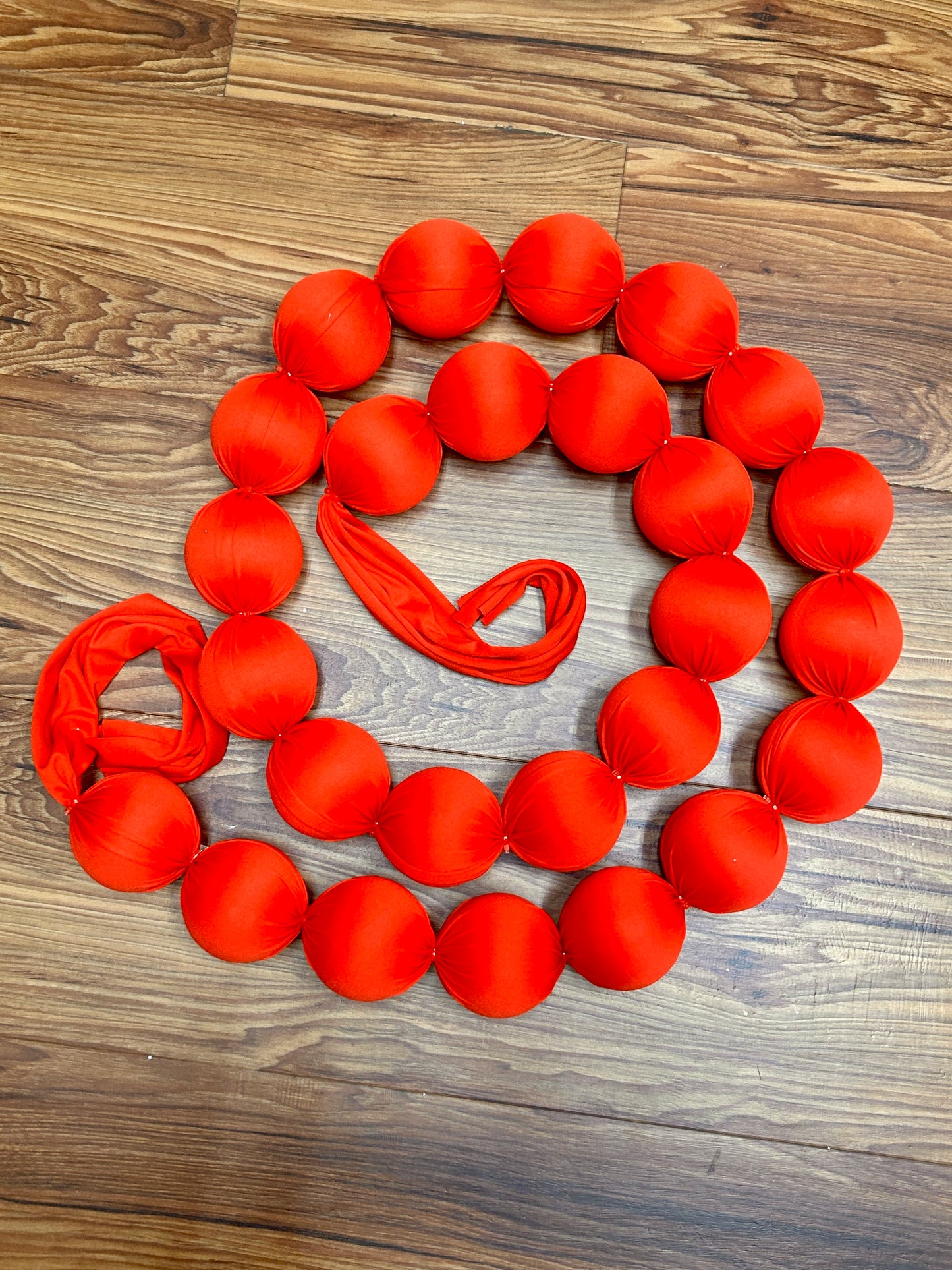 10 Foot Red Christmas Fabric Ball Garland