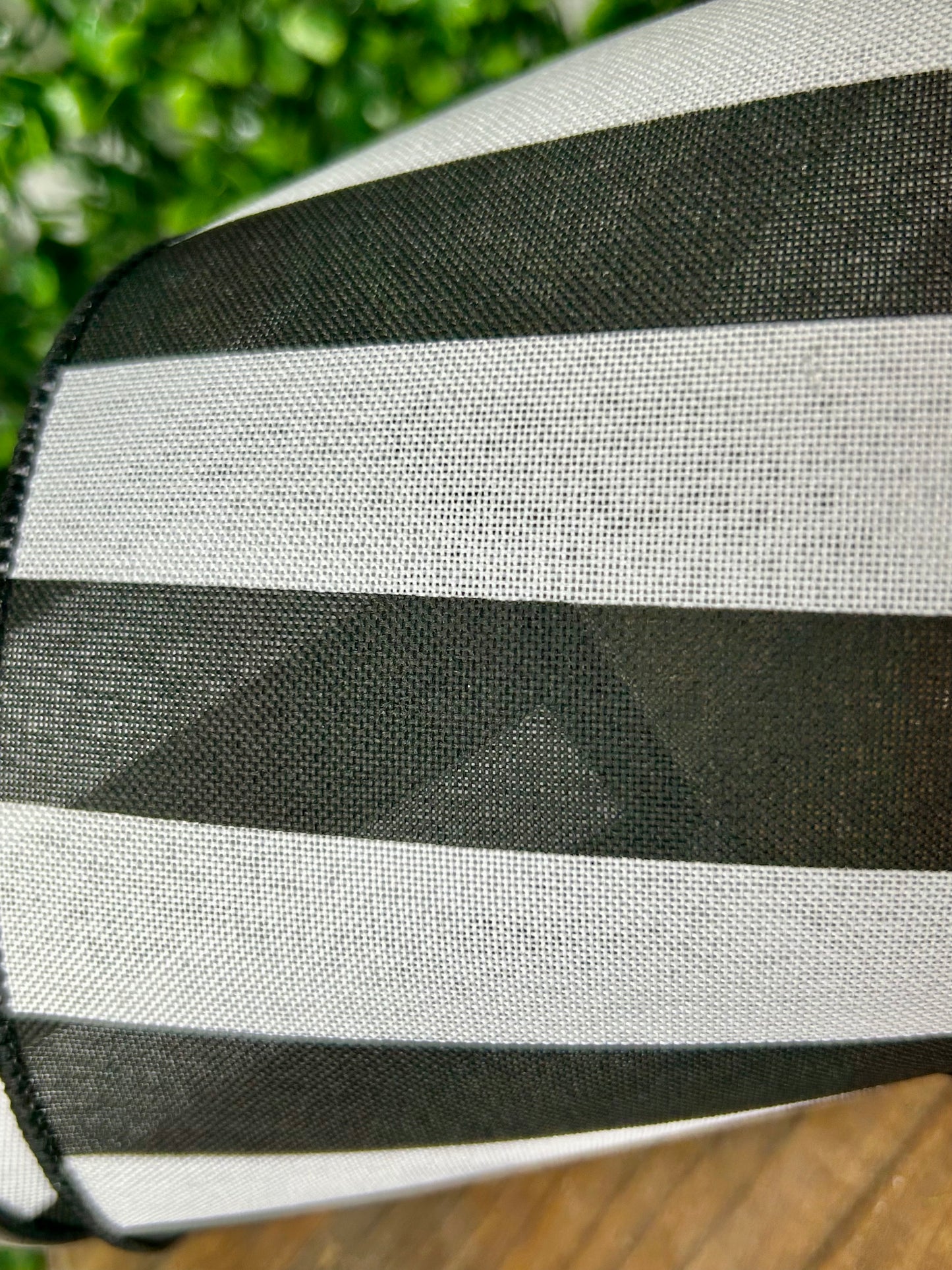4 Inch By 10 Yard Black And White Wide Stripe Ribbon
