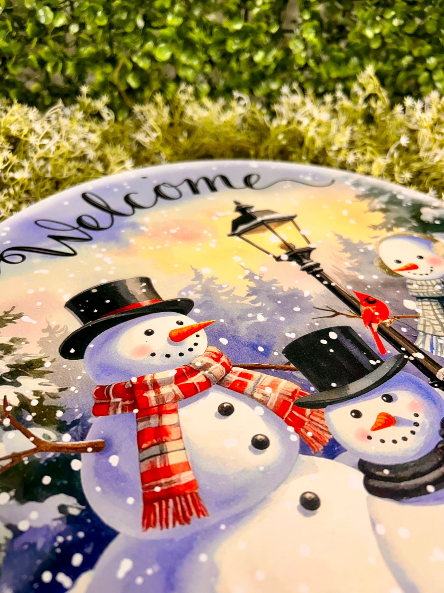 12 Inch Welcome With Snowman Metal Sign
