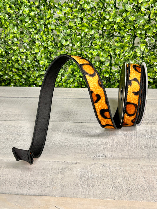 John Mark 1 Inch By 10 Yard Dupioni Fused Leopard Pattern Ribbon