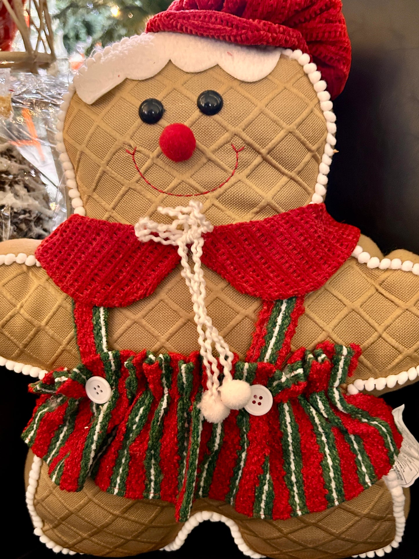 18 Inch Fabric Holiday Gingerbread Man Cushion Two Assorted