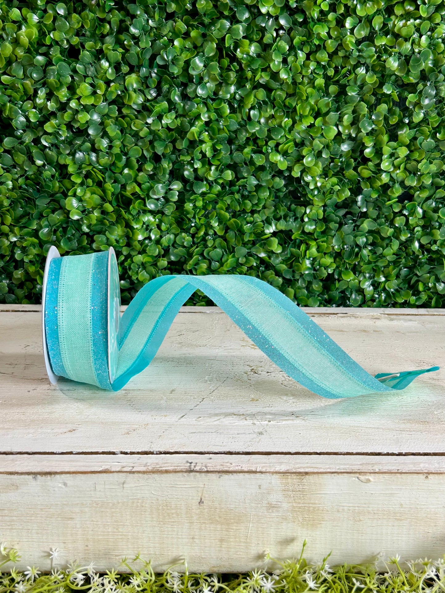 1.5 Inch By 10 Yard Robin Egg Blue Iridescent Royal Burlap Glitter Ribbon