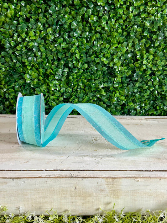 1.5 Inch By 10 Yard Robin Egg Blue Iridescent Royal Burlap Glitter Ribbon