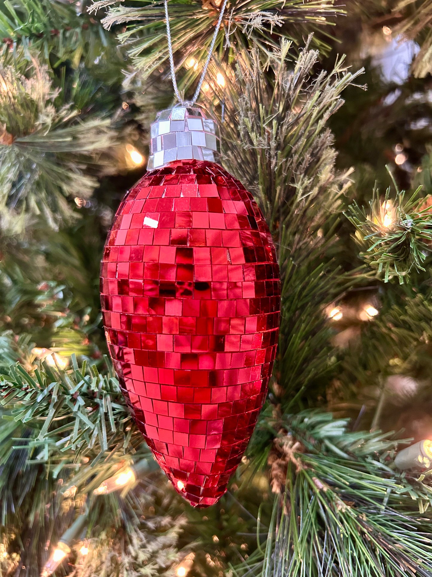 5.5 Inch Red Mirror Light Bulb Ornament
