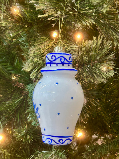Mark Roberts Blue And White Floral Ginger Jars Glass Ornaments Two Styles