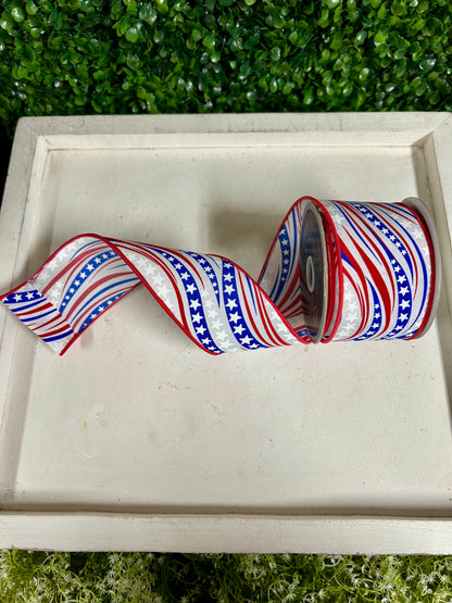 2.5 Inch By 10 Yard Wavy Stripes Ribbon