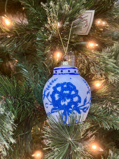 Mark Roberts Blue And White Floral Ginger Jars Glass Ornaments Two Styles