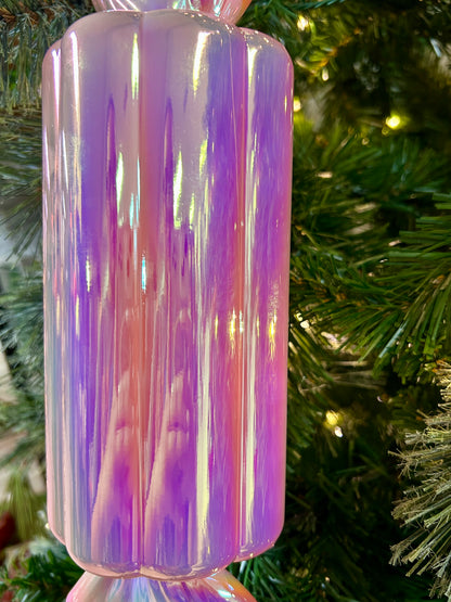 12 Inch Pink Iridescent Candy Ornament Two Styles