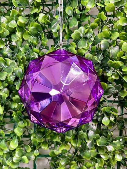 4 Inch Purple Acrylic Octagon Diamond Ornament