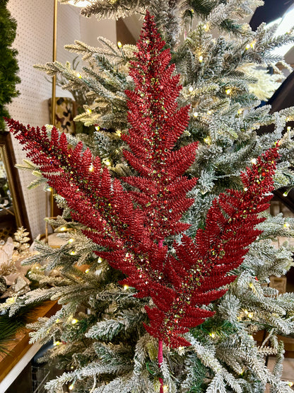 34 Inch Red And Green Jumbo Glitter Sequin Fern