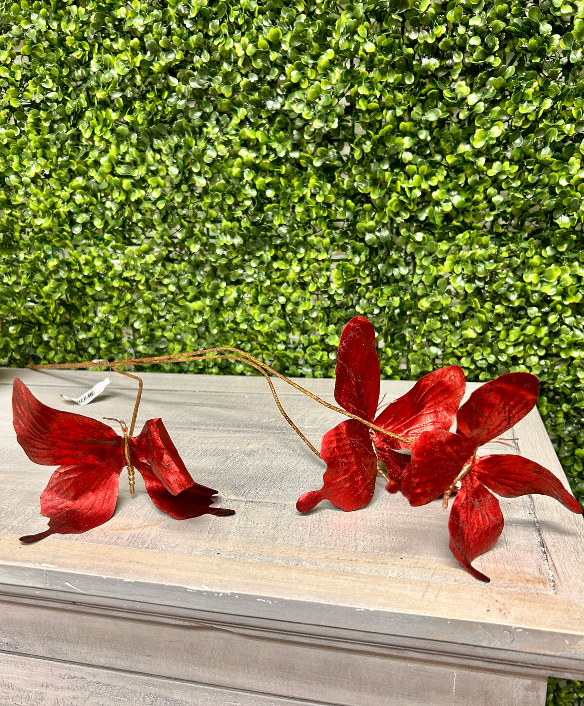 26 Inch Red Metallic Butterfly Spray