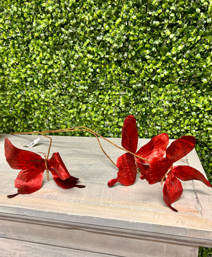 26 Inch Red Metallic Butterfly Spray
