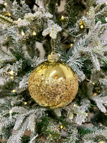 5 Inch Gold Sequin Ball Ornament