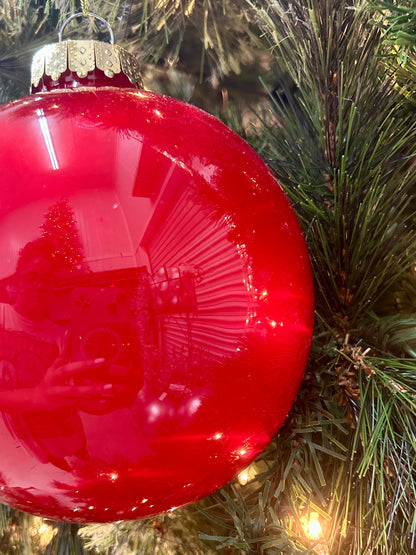 6 Inch Red Lacquer Glass Look Ornament