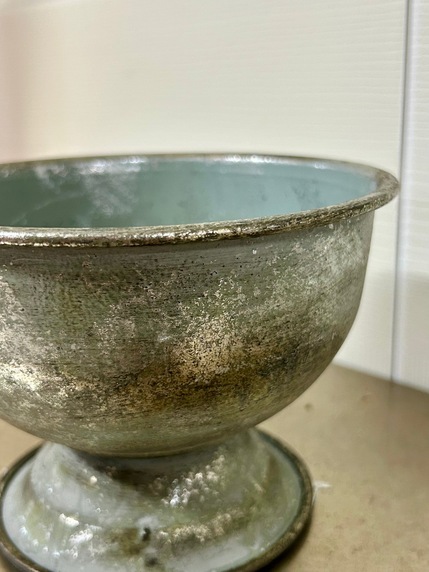 6 Inch Silver Round Metal Urn With Base