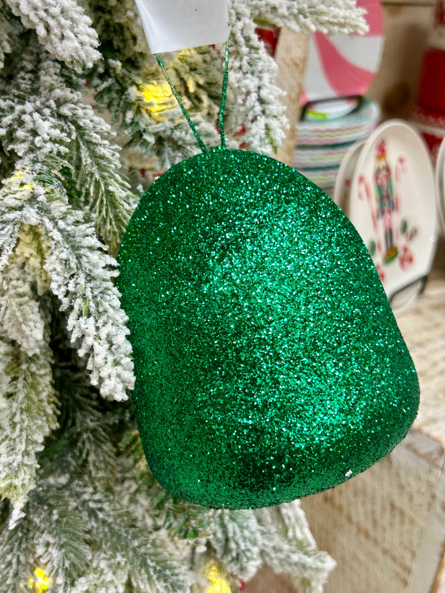 5 Inch Emerald Green Glitter Gumdrop Ornament