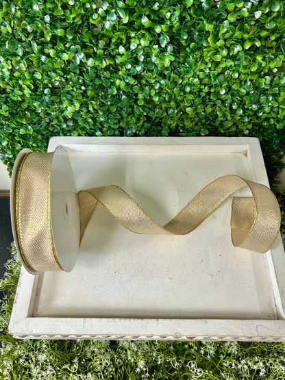 1.5 Inch By 50 Yard Gold Woven Metallic Ribbon