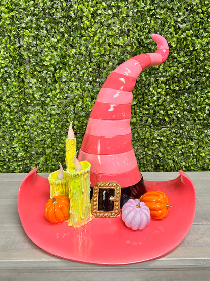 17 Inch Pink Witch Hat With LED Lights