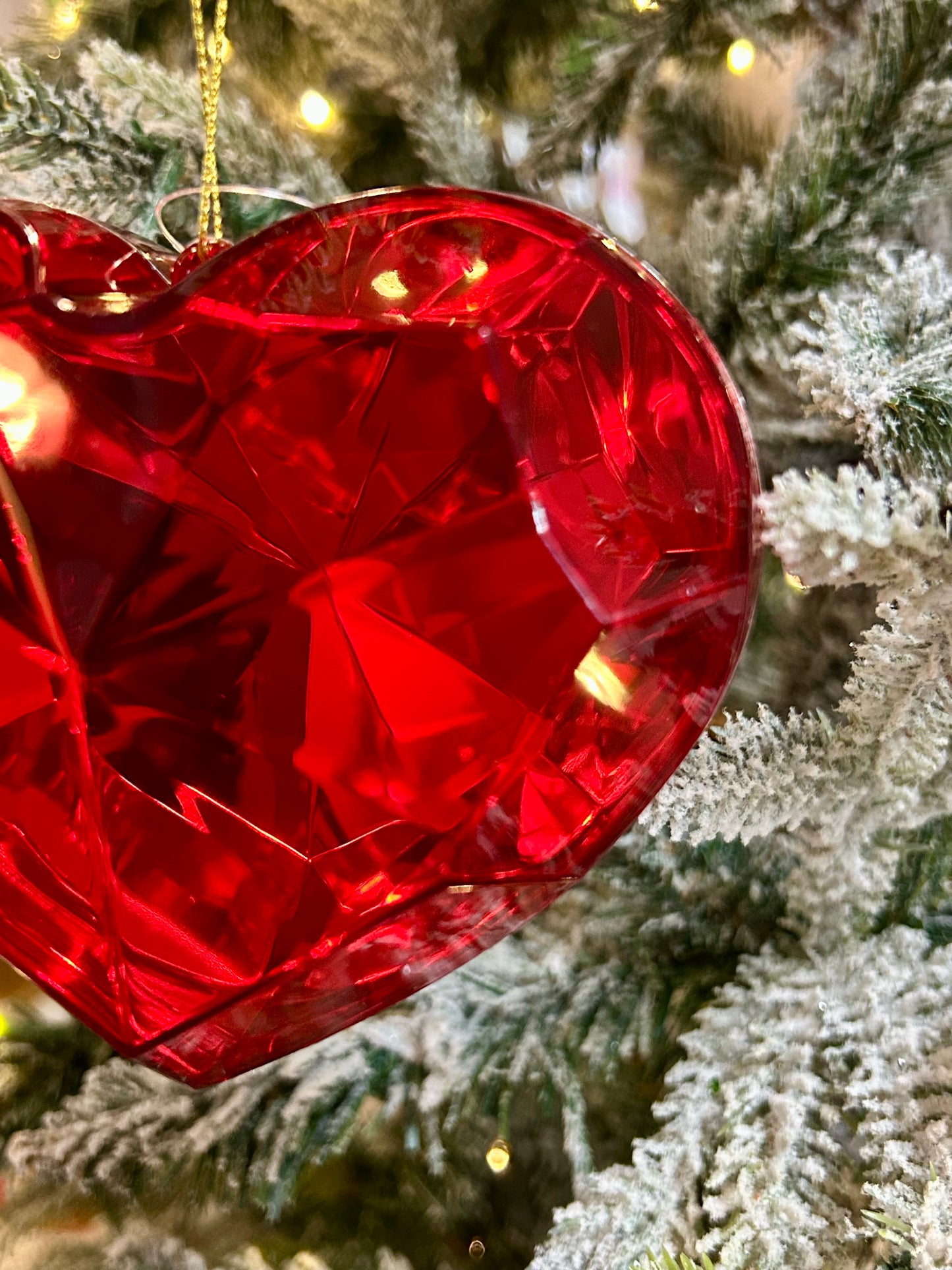 4 Inch Red Plastic Heart Diamond Ornament