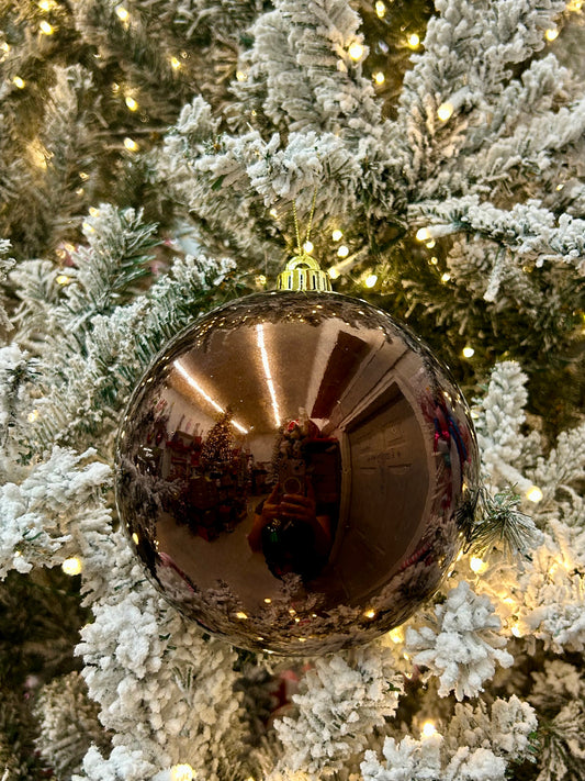 6 Inch Shiny Chocolate Brown Smooth Ball Ornament