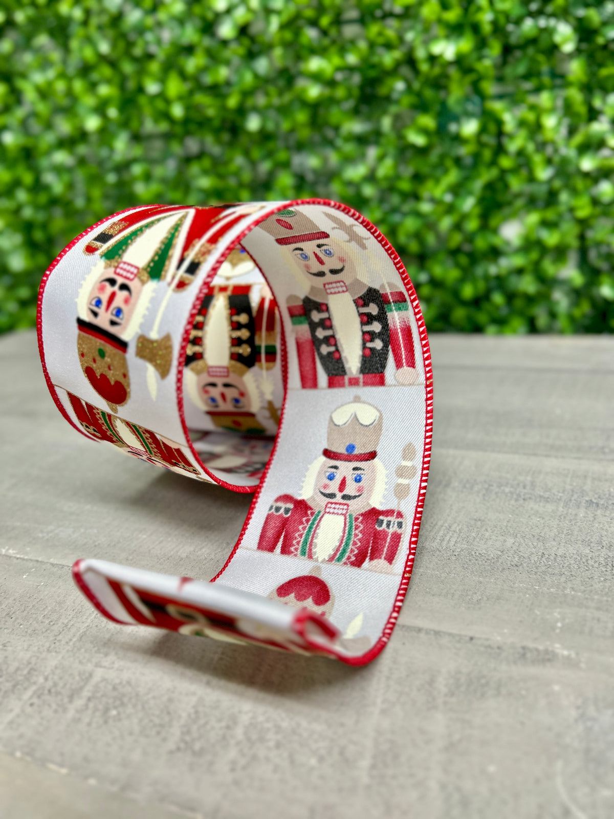 2.5 Inch By 10 Yard Red Gold And White Nutcracker Ribbon