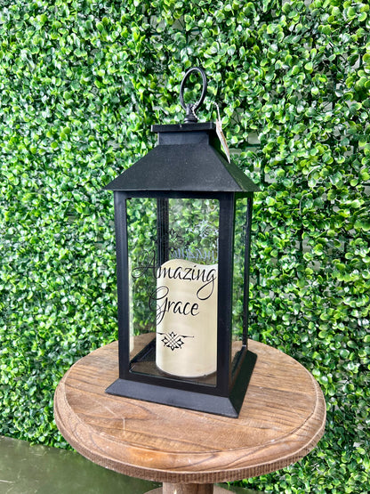 12 Inch Amazing Grace Battery Operated Candle Lantern