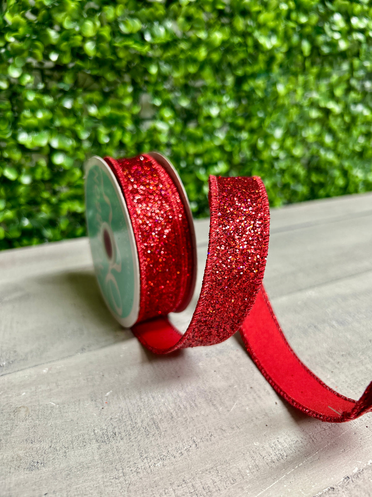 7/8 Inch By 10 Yard Red Laser Glitter Ribbon