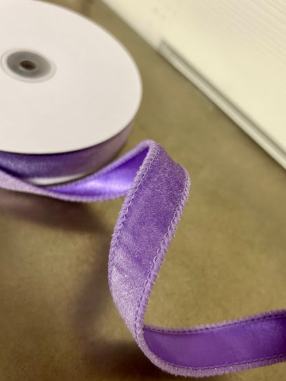 7/8 Inch By 10 Yard Lavender Deluxe Velvet With Satin Backing Ribbon