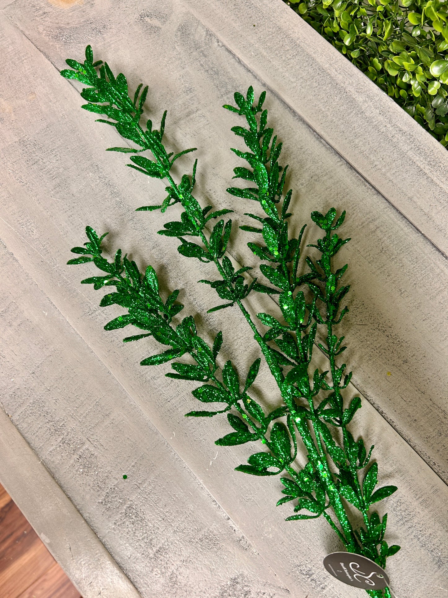 28.5 Inch Green Glittered Rosemary Spray