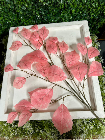 28 Inch Pink Rose Leaf Spray