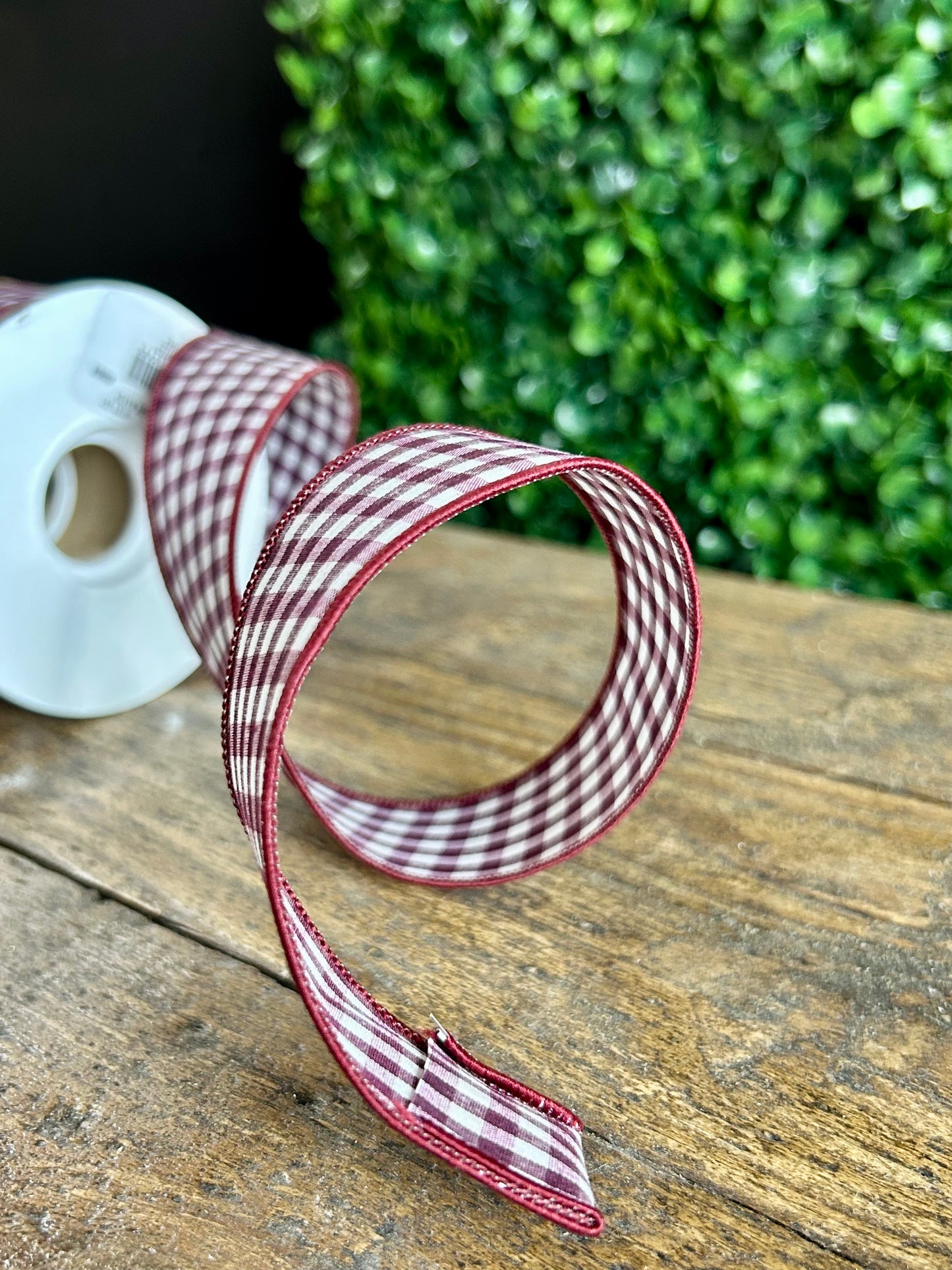1.5 Inch By 10 Yard Wine Gingham Check Ribbon