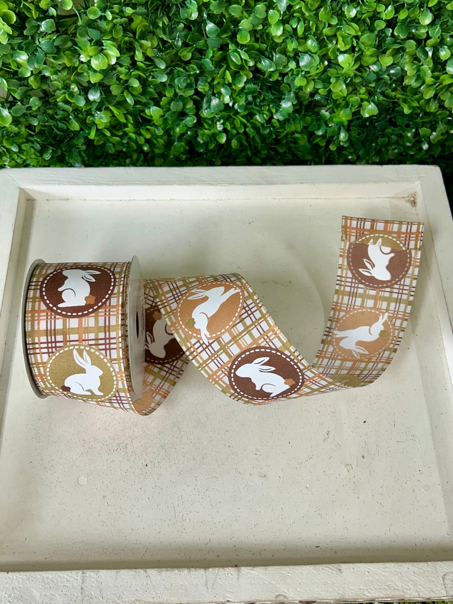 2.5 Inch By 10 Yard Brown Plaid Scrapbook Bunnies Ribbon