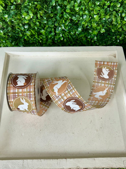 2.5 Inch By 10 Yard Brown Plaid Scrapbook Bunnies Ribbon