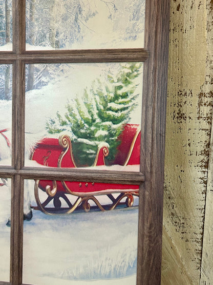 19 Inch Metal  Horses With Sleigh Window Sign