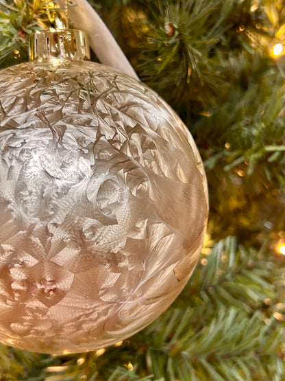 4.75 Inch Champagne Feather Smooth Ball Ornament