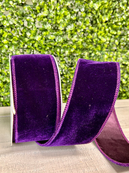 2.5 Inch By 10 Yard Purple Deluxe Velvet With Satin Backing Ribbon