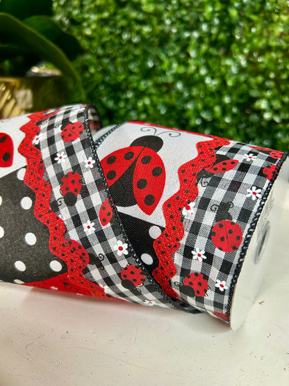 4 Inch By 10 Yards Ladybug Ricrac Ribbon