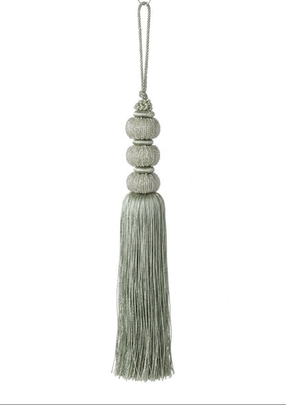 12.5 Inch Sage Bead Ball Tassel Ornament