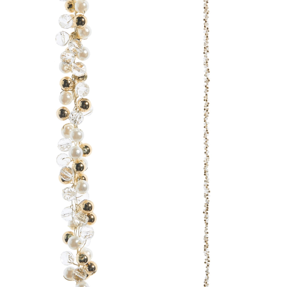 5.5 Foot Pearl Clear Gold Beaded Garland