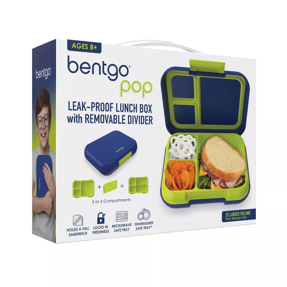 Bentgo Pop Leakproof Bento-Style Lunch Box with Removable Divider-3.4 Cup Navy Blue And Green