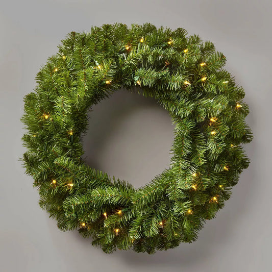 Wondershop 28in Pre-lit Artificial Christmas Wreath Clear Lights