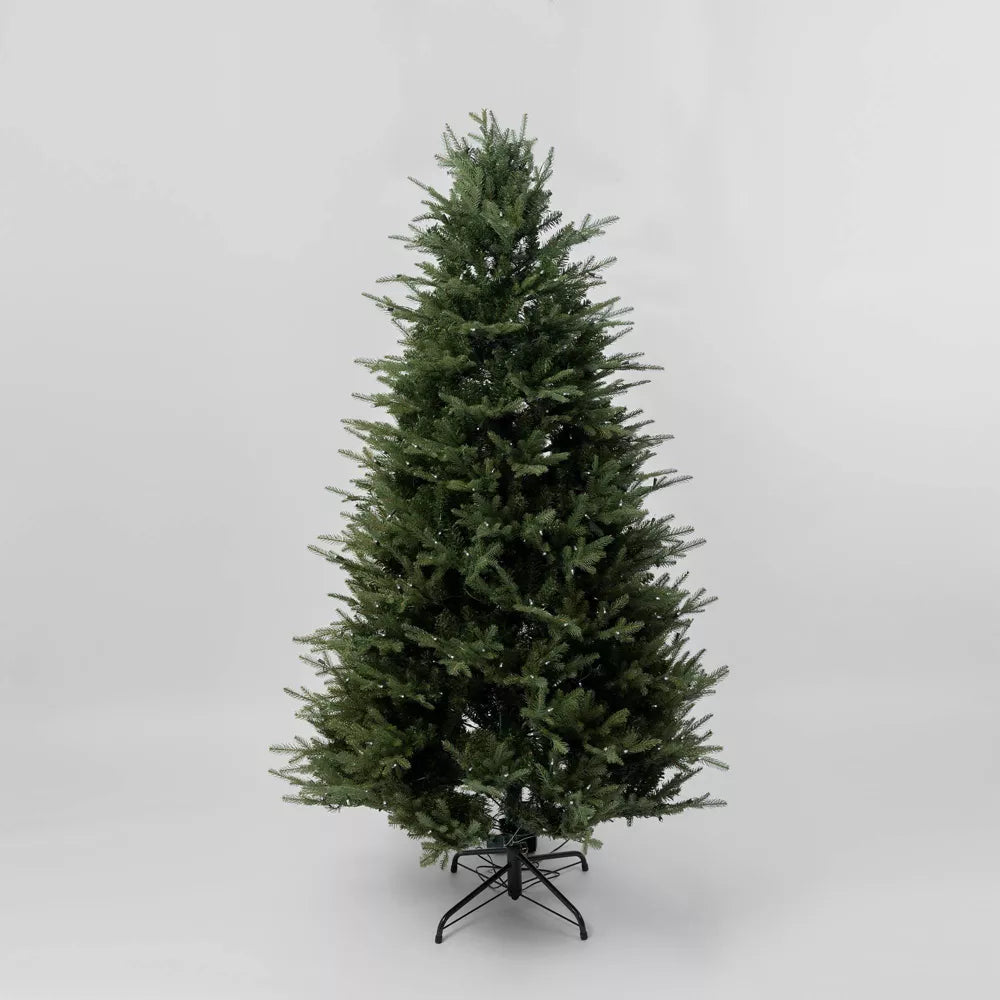 Aurio Pre Lit LED Deluxe Kensington Fir Artificial Christmas Tree Multicolor Lights Open Box