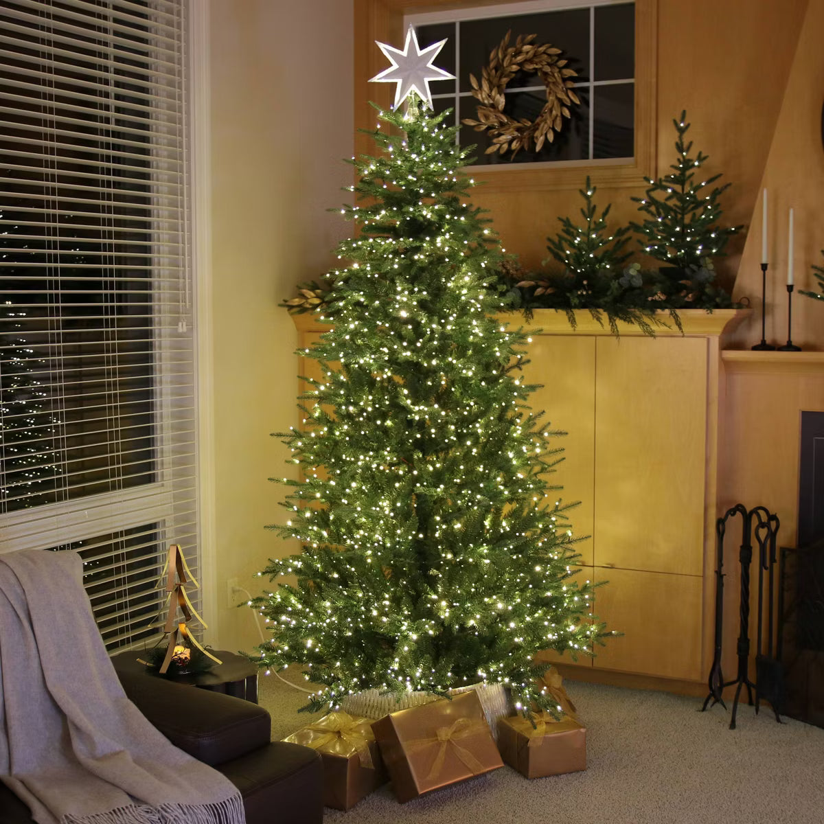 Philips 7.5 Foot LED Lit Balsam Fir Multi Function Artificial Christmas Tree Green Open Box