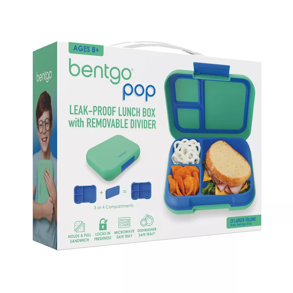 Bentgo Pop Leakproof Bento-Style Lunch Box with Removable Divider-3.4 Cup Green And Blue