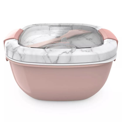 Bentgo Salad Stackable Lunch Container with Large 54oz Bowl Pink And Gray Marble