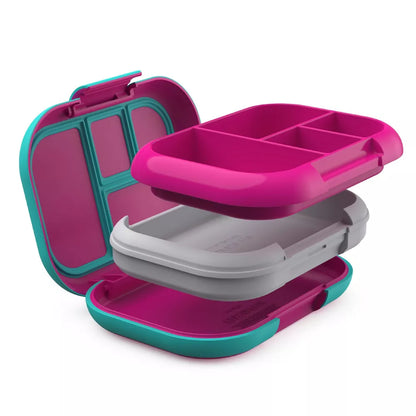 Bentgo  Kids' Chill Lunch Box, Bento-Style Solution, 4 Compartments & Removable Ice Pack Pink And Teal