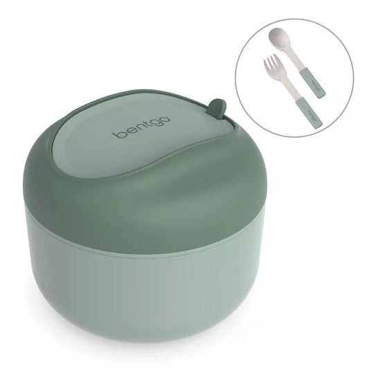 Bentgo Khaki Green Insulated Leakproof Bowl with Collapsible Utensils & Snack Compartment