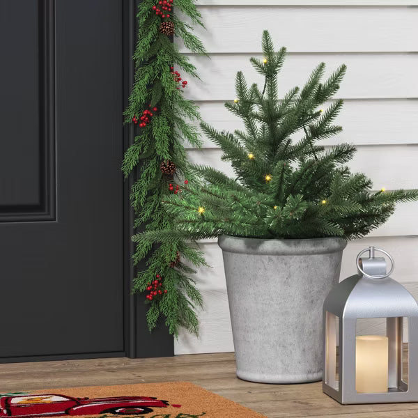 Wondershop 20 Inch Mixed Greenery LED Pre-Lit Planter Insert Open Box